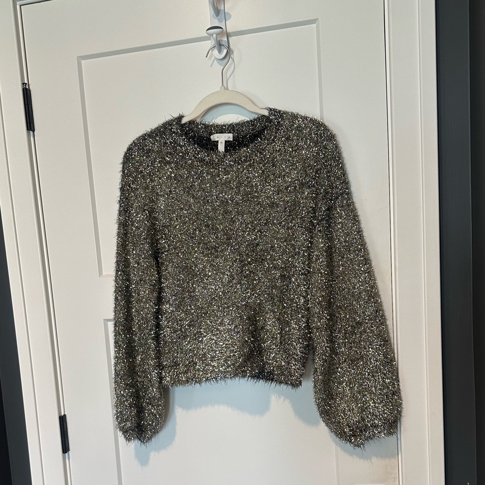 Leith Tinsel Metallic Gold and Black Sweater